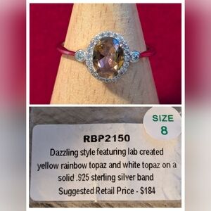 Elegant Sterling Silver Ring with Yellow Rainbow Topaz